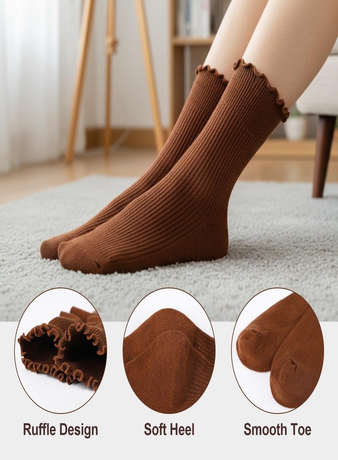 Soxbang 12 Pairs Thin Above Ankle Socks for Women, Cotton Non-Binding Crew Socks, Soft & Lightweight, Cute Ruffle Everyday Sock - Image 2
